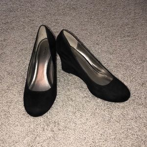 Black Suede Wedge Heels